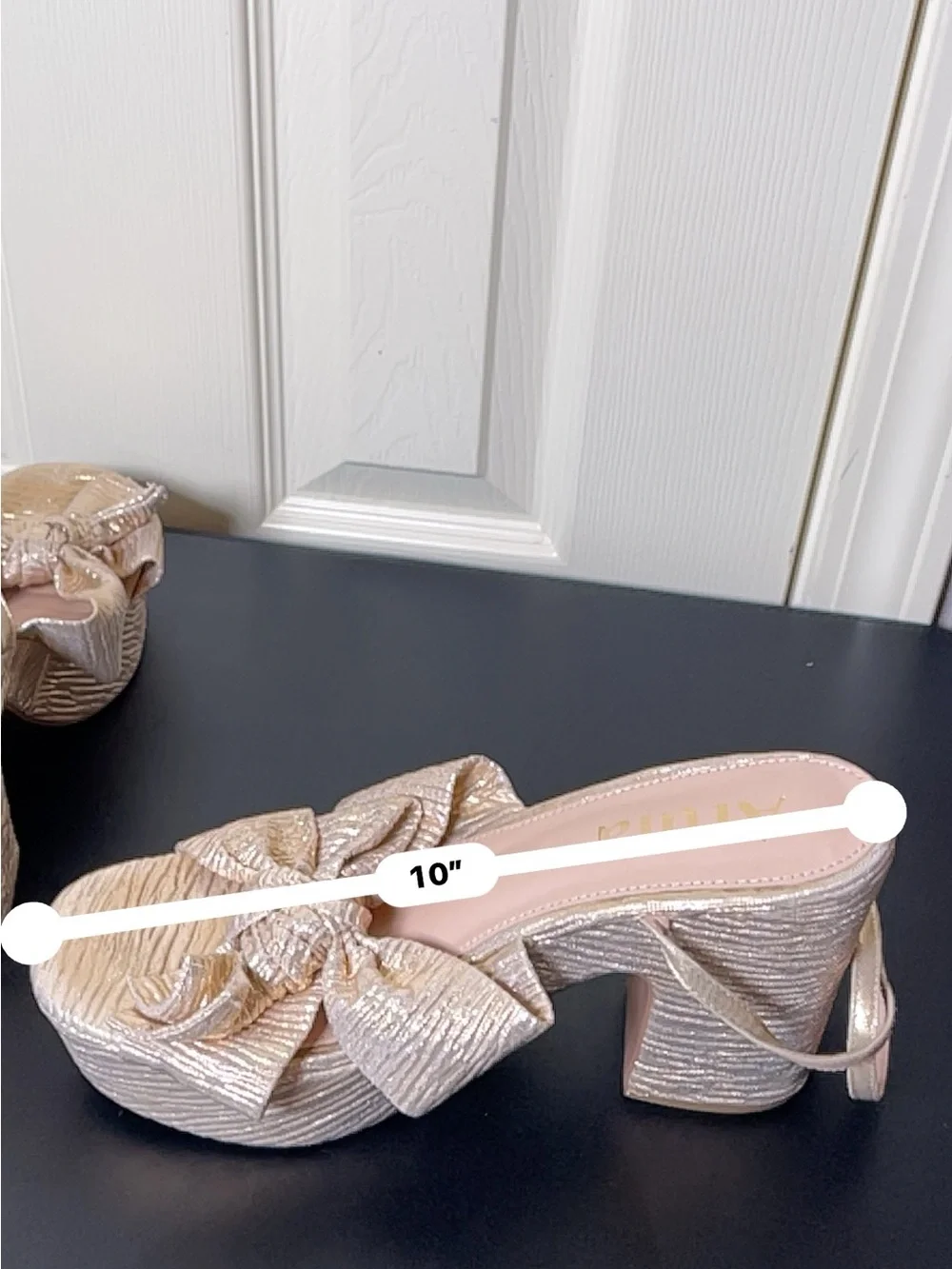 ARULA Shimmery Rose Gold Platform Knot-Front Sandals